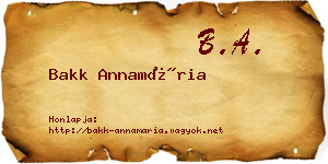 Bakk Annamária névjegykártya